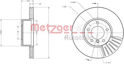 Metzger Bremsscheibe Vorderachse Belüftet [Hersteller-Nr. 6110395] für BMW von METZGER