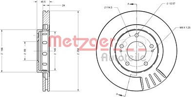 Metzger Bremsscheibe Vorderachse Belüftet [Hersteller-Nr. 6110375] für Citroën, Mitsubishi, Peugeot von METZGER