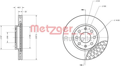 Metzger Bremsscheibe Vorderachse Belüftet [Hersteller-Nr. 6110075] für Fiat, Opel von METZGER