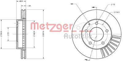 Metzger Bremsscheibe Vorderachse Belüftet [Hersteller-Nr. 6110409] für Ford Usa, Mazda von METZGER