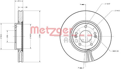Metzger Bremsscheibe Vorderachse Belüftet [Hersteller-Nr. 6110155] für Hyundai, Kia von METZGER