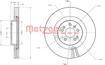 Metzger Bremsscheibe Vorderachse Belüftet [Hersteller-Nr. 6110635] für Mercedes-Benz von METZGER
