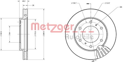 Metzger Bremsscheibe Vorderachse Belüftet [Hersteller-Nr. 6110359] für Mitsubishi von METZGER
