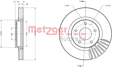 Metzger Bremsscheibe Vorderachse Belüftet [Hersteller-Nr. 6110177] für Nissan von METZGER