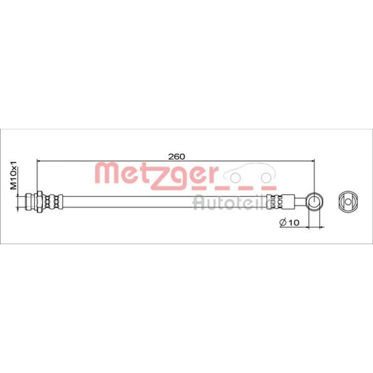 Metzger Bremsschlauch hinten links Mitsubishi Asx Eclipse Outlander Metzger Bremsschlauch hinten links Mitsubishi Asx Eclipse Outlander von METZGER