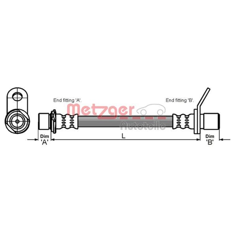Metzger Bremsschlauch hinten rechts Toyota Avensis T22 Metzger Bremsschlauch hinten rechts Toyota Avensis T22 von METZGER