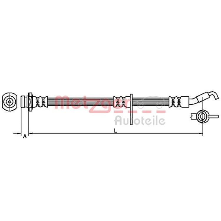 Metzger Bremsschlauch vorne Fiat Sedici Suzuki Sx4 Metzger Bremsschlauch vorne Fiat Sedici Suzuki Sx4 von METZGER