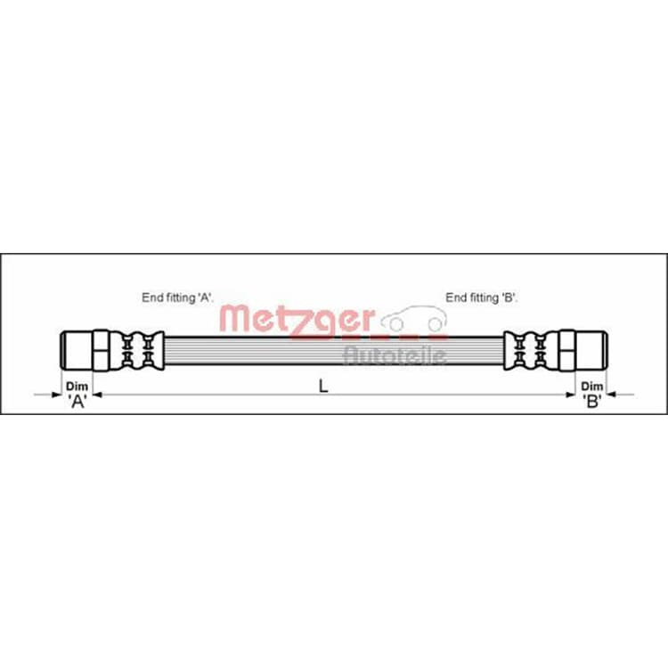 Metzger Bremsschlauch vorne MB VO von METZGER