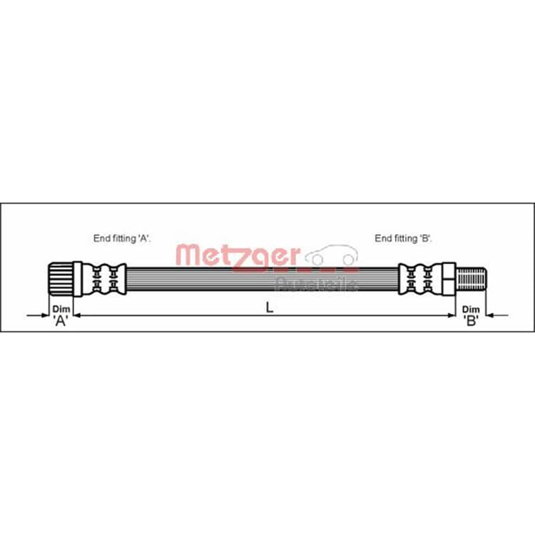 Metzger Bremsschlauch vorne Peugeot 206 + von METZGER
