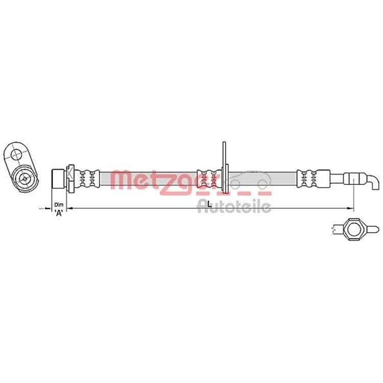 Metzger Bremsschlauch vorne links Toyota Avensis Corolla Metzger Bremsschlauch vorne links Toyota Avensis Corolla von METZGER