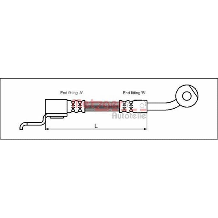 Metzger Bremsschlauch vorne rechts Jeep Cherokee Grand Wrangler Metzger Bremsschlauch vorne rechts Jeep Cherokee Grand Wrangler von METZGER