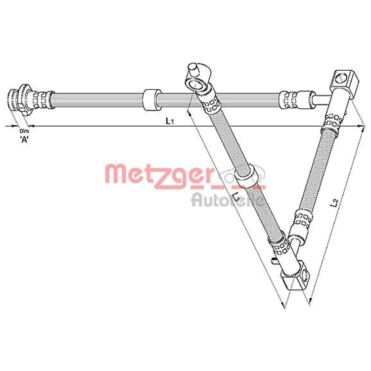Metzger Bremsschlauch vorne rechts Nissan Primera Metzger Bremsschlauch vorne rechts Nissan Primera von METZGER