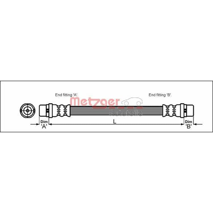 Metzger Bremsschlauch vorne rechts VW Transporter T4 von METZGER