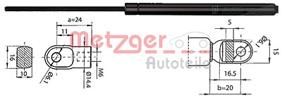 Metzger Gasfeder, Motorhaube [Hersteller-Nr. 2110377] für Porsche von METZGER