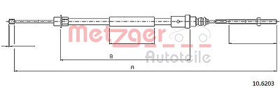 Metzger Handbremsseil Scheibenbremse Hinterachse [Hersteller-Nr. 10.6203] für Peugeot von METZGER