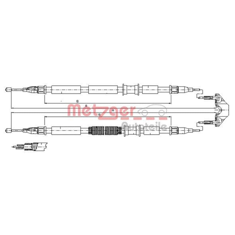 Metzger Handbremsseil hinten Opel Astra G Metzger Handbremsseil hinten Opel Astra G von METZGER