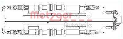 Metzger Handbremsseil hinten links + rechts [Hersteller-Nr. 11.5858] für Opel von METZGER