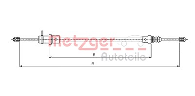 Metzger Seilzug, Feststellbremse [Hersteller-Nr. 491.1] für Citroën, Fiat, Lancia, Peugeot von METZGER