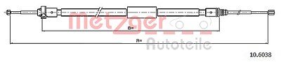 Metzger Seilzug, Feststellbremse [Hersteller-Nr. 10.6038] für Peugeot von METZGER