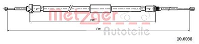 Metzger Seilzug, Feststellbremse [Hersteller-Nr. 10.6038] für Peugeot von METZGER