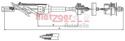 Metzger Seilzug, Kupplungsbetätigung [Hersteller-Nr. 11.2254] für Citroën, Peugeot von METZGER