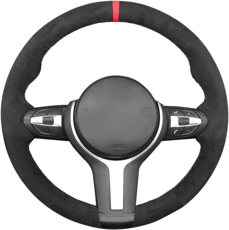 MEWANT Auto Lenkradbezug für BMW (M Sport) F22 F23 F30 F34 F32 F33 F36 F10 F07 F12 F13 F06 F39 F25 F26 F15 F16 handgenäht Auto Lenkrad ering Wrap von MEWANT