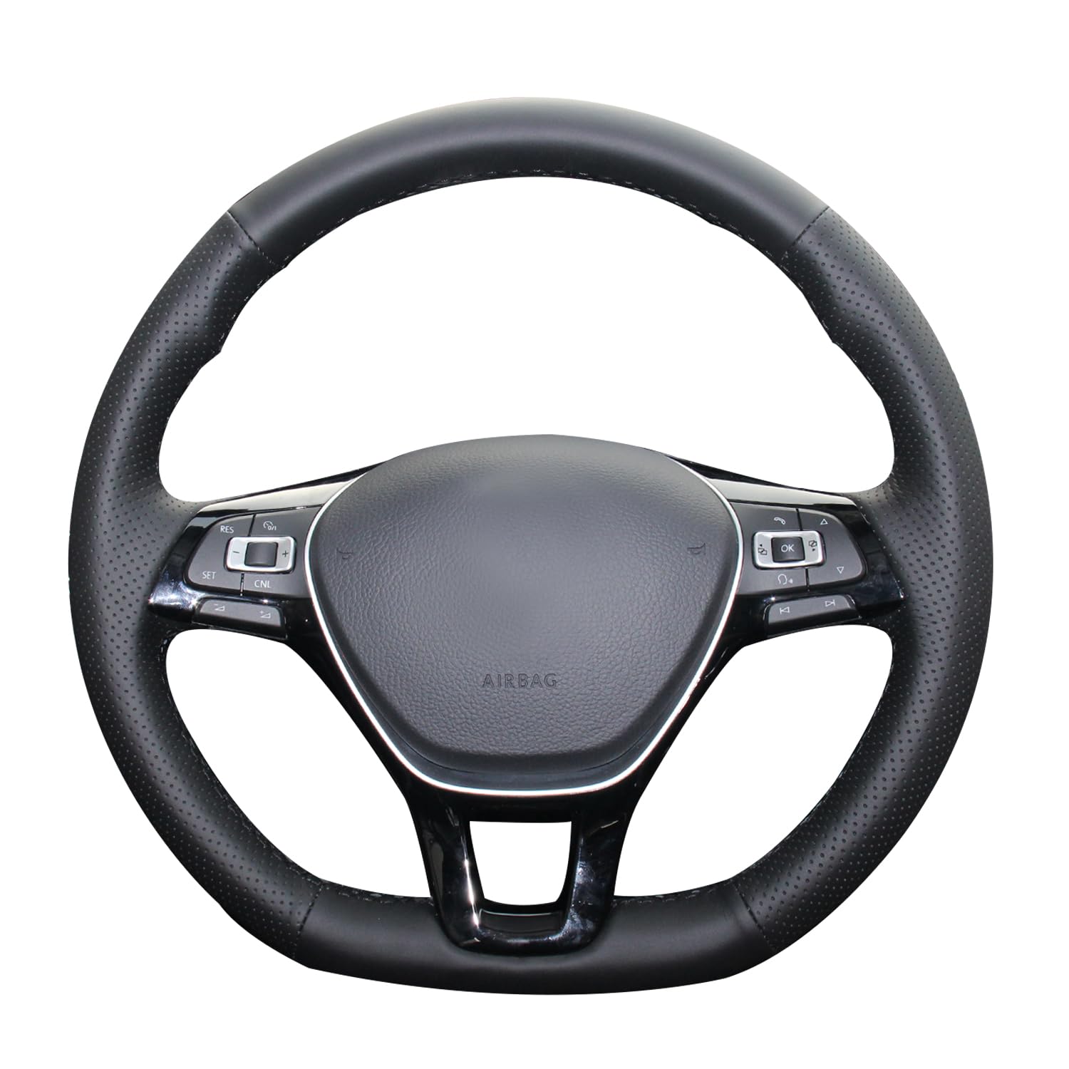MEWANT Hand Nähen Schwarz Kunstleder Auto Lenkradbezug für Golf 7 Mk7 für Rubber Steering Wheel von MEWANT