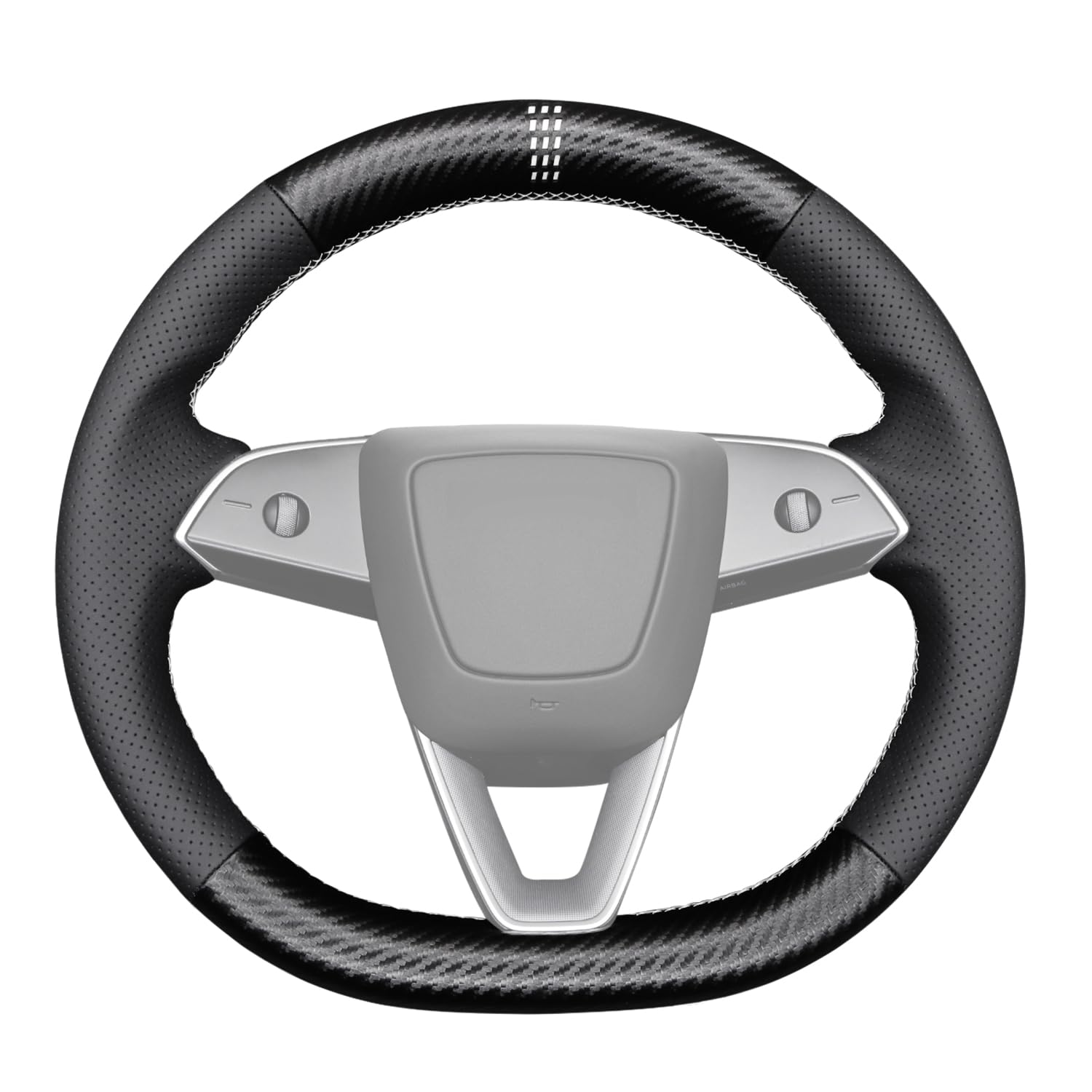 MEWANT Handgenähter Lenkradbezug aus Schwarzem Pu Carbonfaser Echtleder für 2024 Tesla Model 3 Highland MEWANT Handgenähter Lenkradbezug aus Schwarzem Pu Carbonfaser Echtleder für 2024 Tesla Model 3 Highland von MEWANT