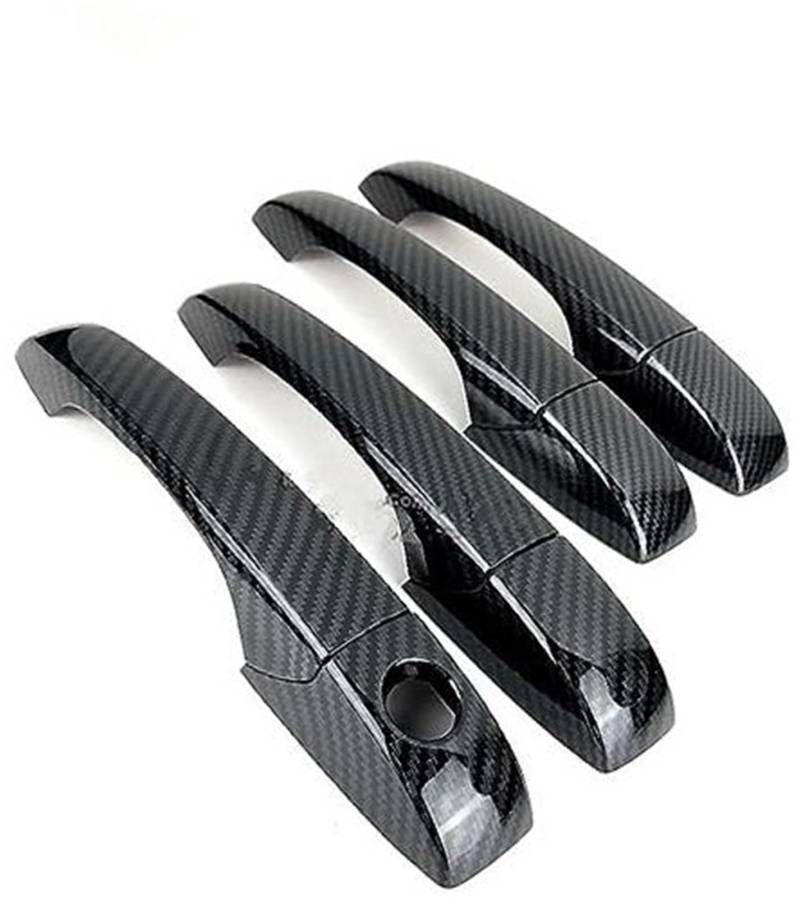MEXWLOP, for Jeep, Grand Cherokee 2011–2018, Neue Kohlefaser-Chrom-Autotürgriffabdeckung, Zieraufkleber, Autozubehör Türgriffabdeckung aus Kohlefaser(Black No Button) von MEXWLOP