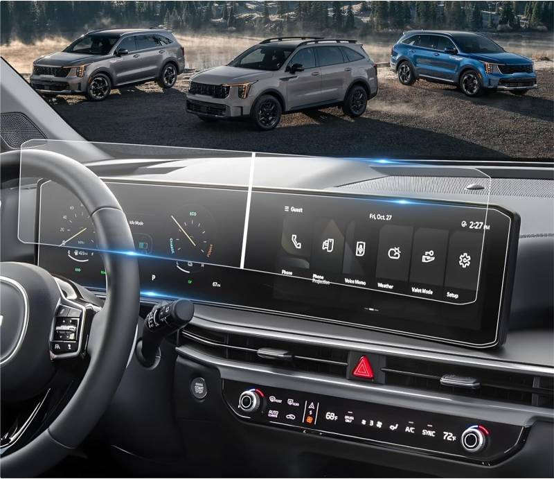 MEXWLOP, for Kia, for Sorento, 2024 2025 12,3 Zoll Touchscreen-Navigationsschutz und Armaturenbrett-Zubehör PET-Folie Blendfreie Autoscheibenfolie von MEXWLOP