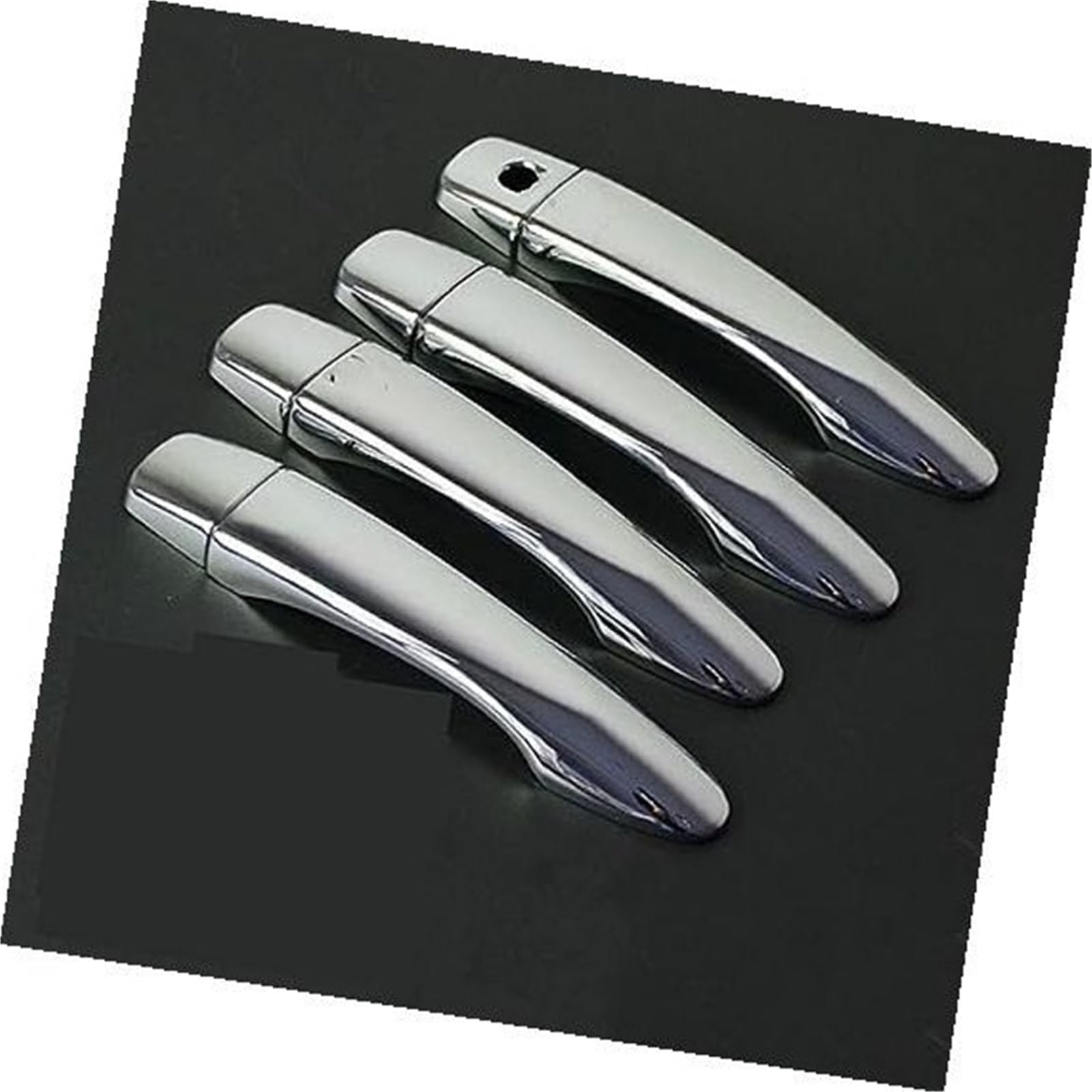 MEXWLOP, for Nissan, for X-Trail, T32 MK3 2014-2020 X Trail, for Xtrail, Autotürgriffabdeckung aus glänzendem Chrom Türgriffabdeckung aus Kohlefaser(Silver No Button) von MEXWLOP