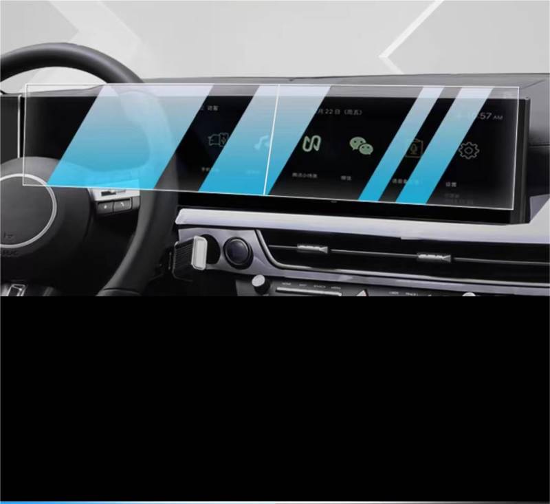 MEXWLOP 2024, for Hyundai, Sonata 2024 12,3 Zoll Auto-Touchscreen-Navigationsschutz und Armaturenbrett-Zubehör PET-Film Blendfreie Autoscheibenfolie von MEXWLOP