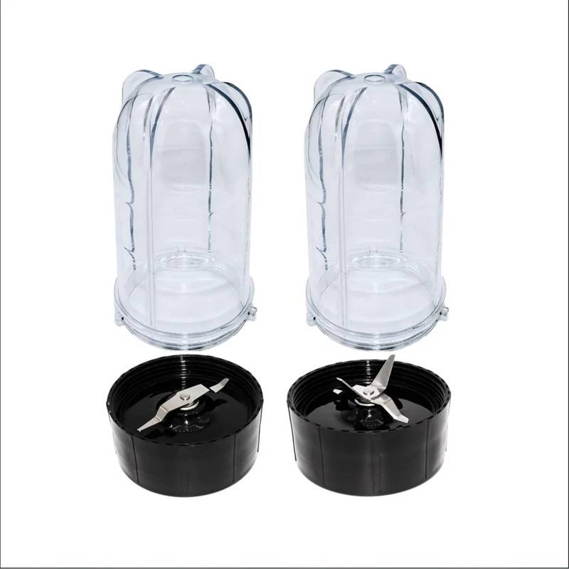 MEXWLOP 2er-Pack 16OZ hohe Becher mit Kreuz- und Flachmesser-Kombination, for Magic Bullet Blender Juicer 250W MB-1001 Mixer-Ersatzklinge von MEXWLOP