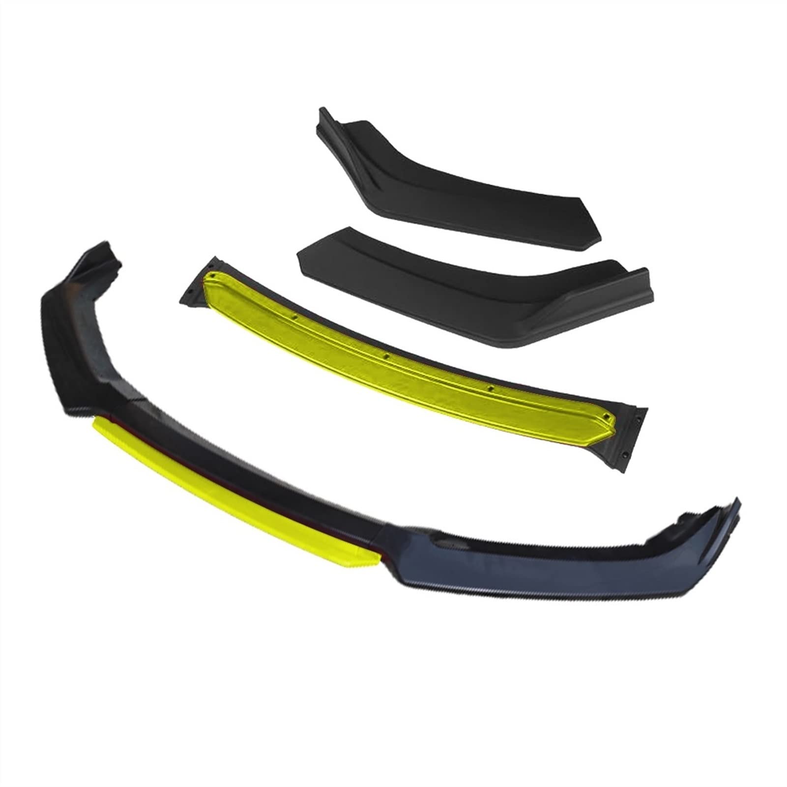 MEXWLOP 3 Stück Auto Frontstoßstange Lippensplitter Diffusor Lip Body Kit Spoiler Stoßstangen, for Ford, for Focus, 2008-2018 Schwarz Frontstoßstangenlippe(4pcs+Yellow) von MEXWLOP