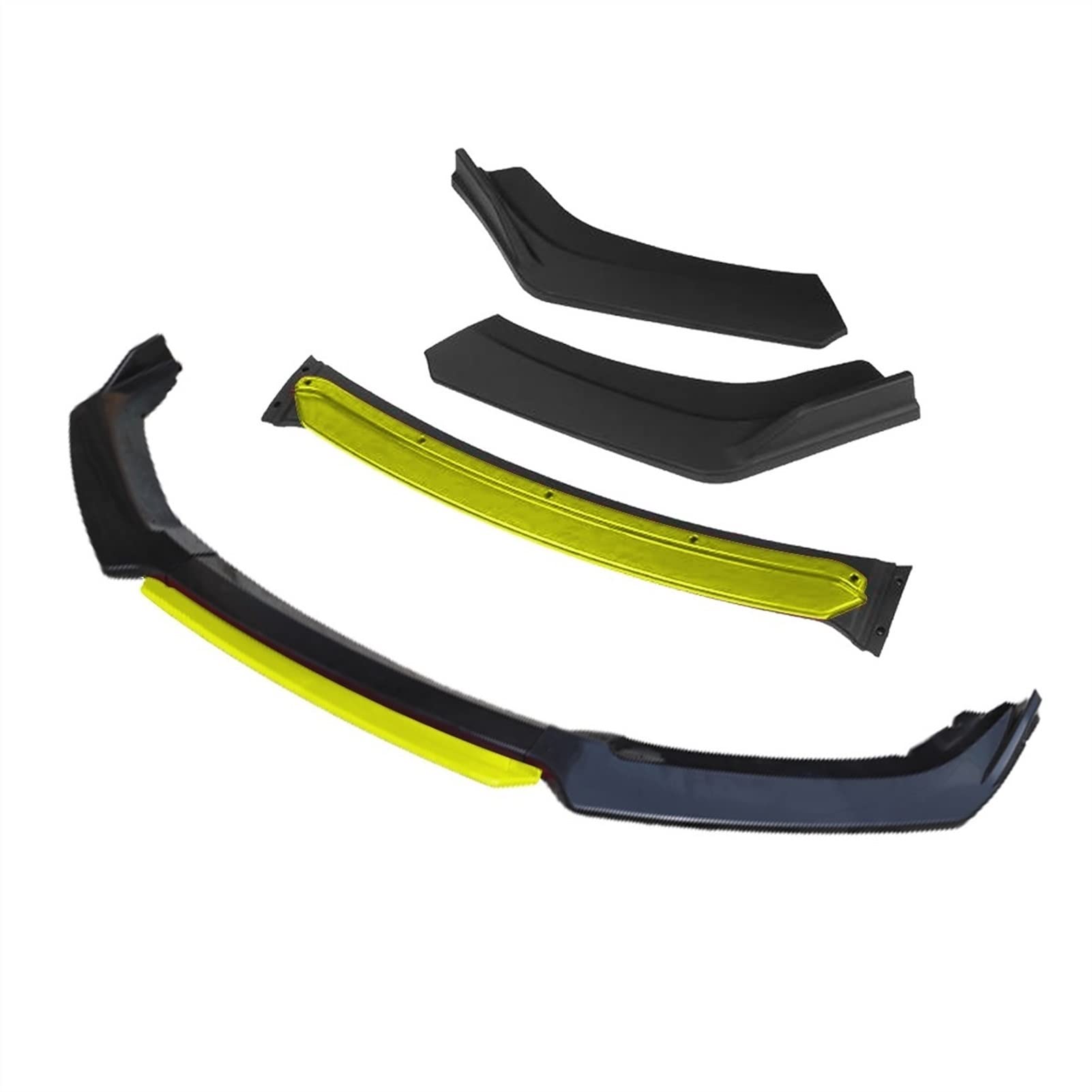 MEXWLOP 3 Stück Auto Frontstoßstange Lippensplitter Diffusor Lippenkörper Kit Spoiler Stoßstangen, for VW, for Golf 7 7.5 2010–2019, Schwarz Frontstoßstangenlippe(4pcs+Yellow) von MEXWLOP