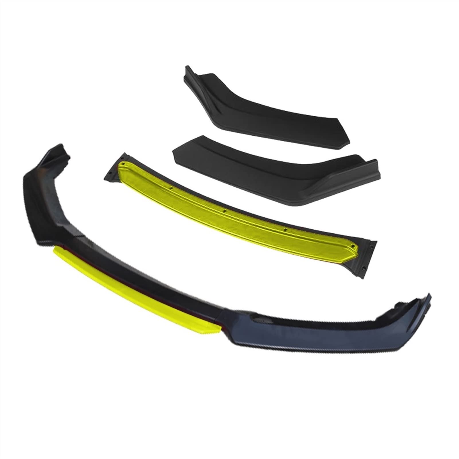 MEXWLOP 3 Stück Auto-Frontstoßstangenlippe, glänzend, Splitter, Diffusor, Body-Kit, Spoiler, hell, for FIAT, Tipo Egea 2015–2020, Schwarz Frontstoßstangenlippe(4pcs+Yellow) von MEXWLOP