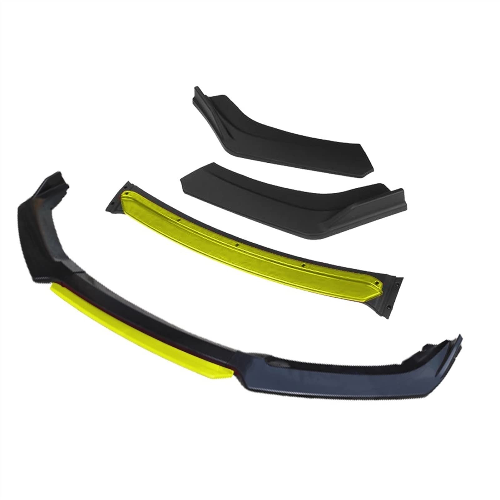 MEXWLOP 3 Stück Autozubehör Frontstoßstange Lippendiffusor Body Kit Spoiler, for Mitsubishi, Lancer Evo Schwarz Frontstoßstangenlippe(4pcs+Yellow) von MEXWLOP