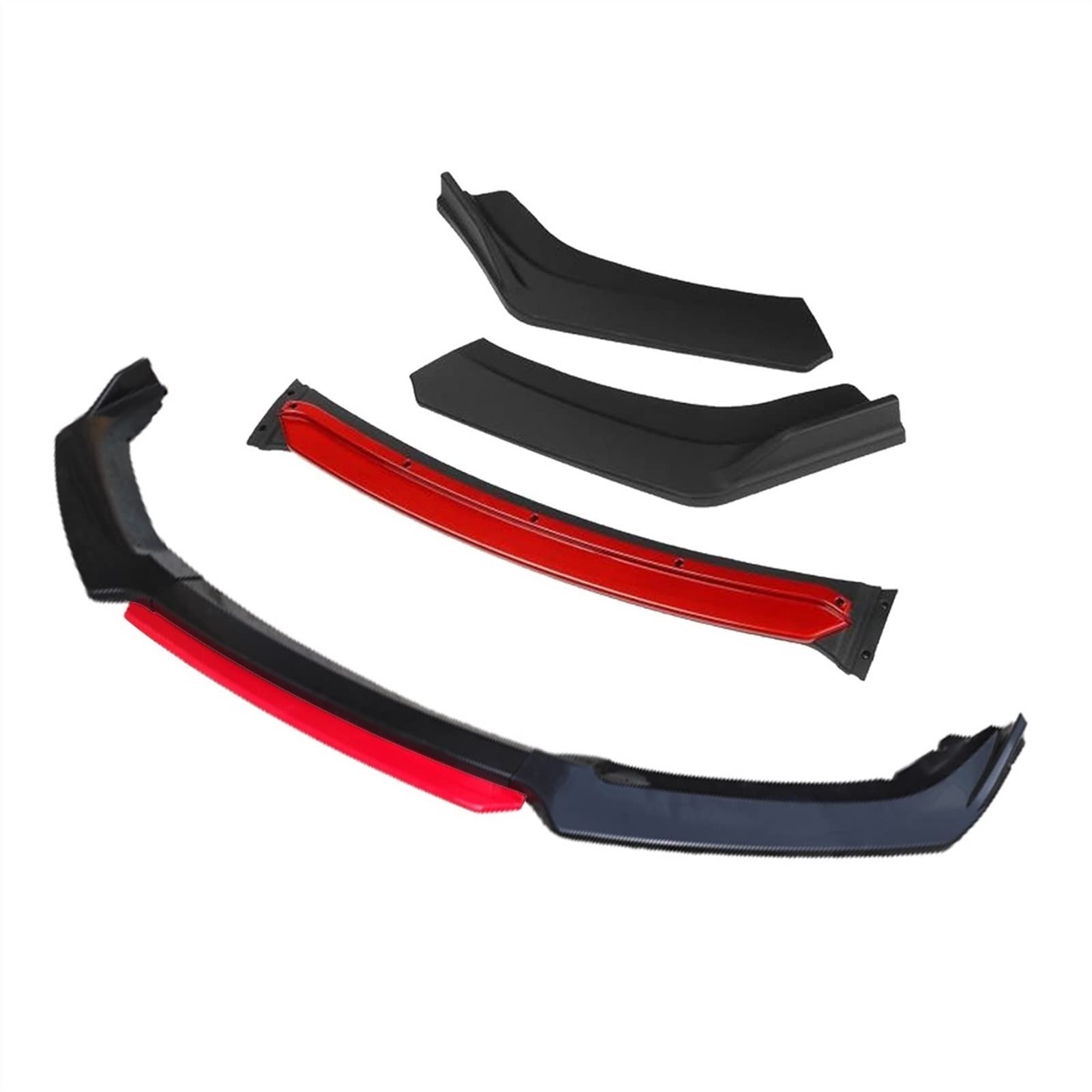 MEXWLOP 3 Stück Autozubehör Frontstoßstange Lippensplitter Diffusor Lip Body Kit Spoiler Stoßstangen, for Renault, Megane 3 Schwarz Frontstoßstangenlippe(4pcs+Red) von MEXWLOP