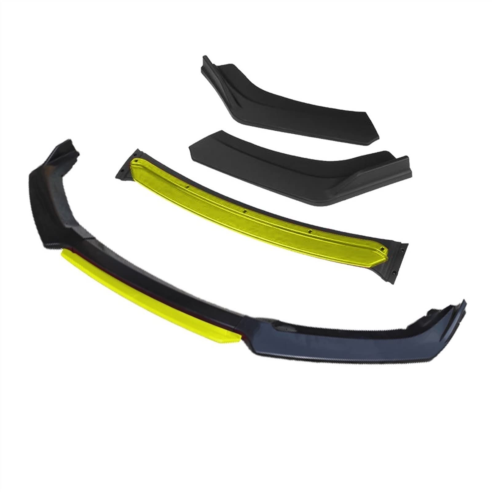 MEXWLOP 3 Stück Autozubehör Frontstoßstange Lippensplitter Diffusor Lip Body Kit Spoiler Stoßstangen, for Renault, Megane 3 Schwarz Frontstoßstangenlippe(4pcs+Yellow) von MEXWLOP