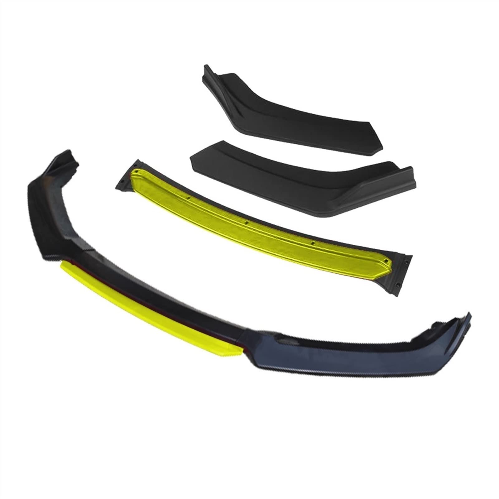 MEXWLOP 3-teiliges Auto-Frontstoßstangen-Lippensplitter-Diffusor-Lippenkörper-Kit, Spoiler-Stoßstangen, for Opel, for Vauxhall, Astra K 2016–2019, Schwarz Frontstoßstangenlippe(4pcs+Yellow) von MEXWLOP