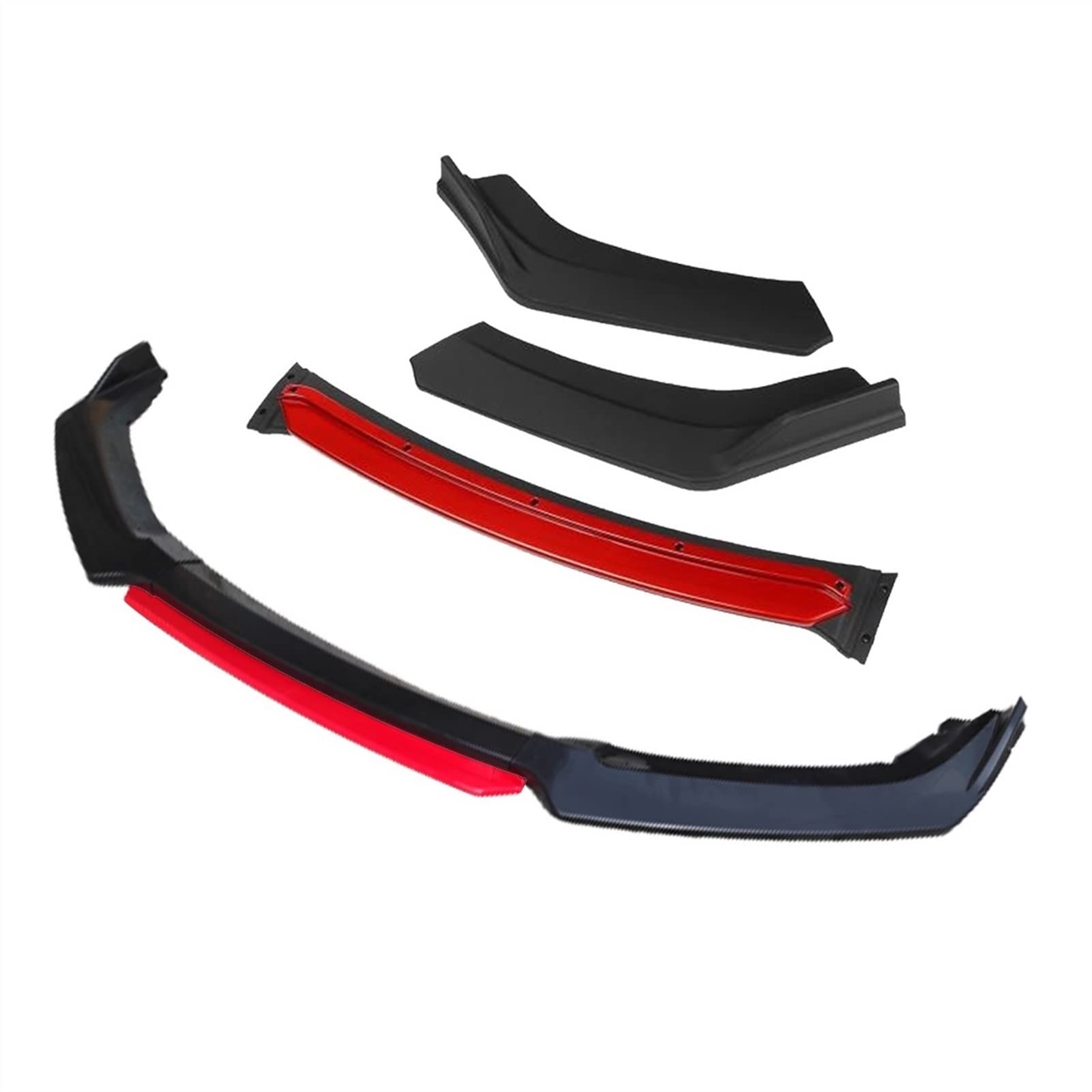 MEXWLOP 3-teiliges Zubehör, Auto-Frontstoßstangen-Lippensplitter, Diffusor-Lippenkörper-Kit, Spoiler-Stoßstangen, for Hyundai, for Elantra, 2016 2019, Schwarz Frontstoßstangenlippe(4pcs+Red) von MEXWLOP