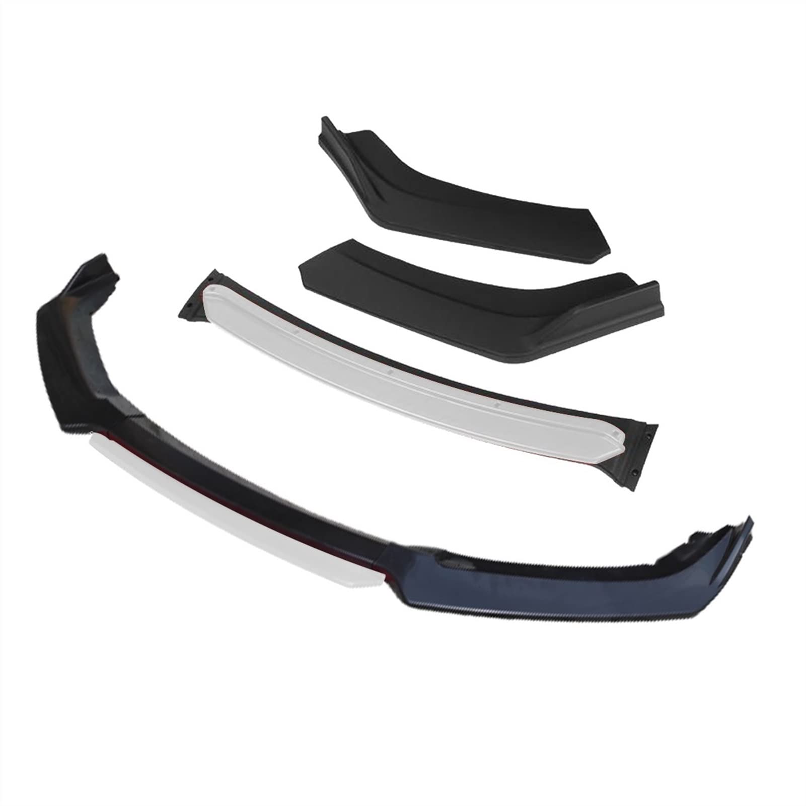 MEXWLOP 3-teiliges Zubehör for Auto-Frontstoßstange, Lippendiffusor, Body-Kit, Spoiler, for Renault, Fluence, Schwarz Frontstoßstangenlippe(4pcs+White) von MEXWLOP