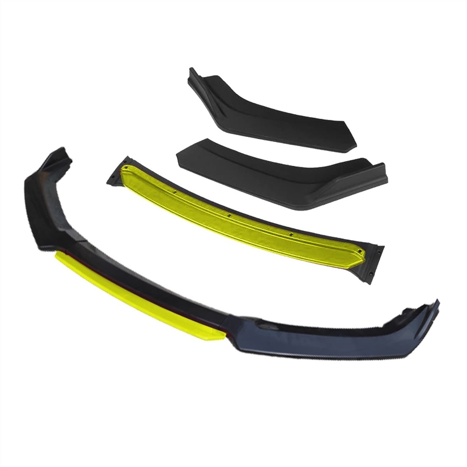 MEXWLOP 3-teiliges Zubehör for Auto-Frontstoßstange, Lippendiffusor, Body-Kit, Spoiler, for Renault, Fluence, Schwarz Frontstoßstangenlippe(4pcs+Yellow) von MEXWLOP
