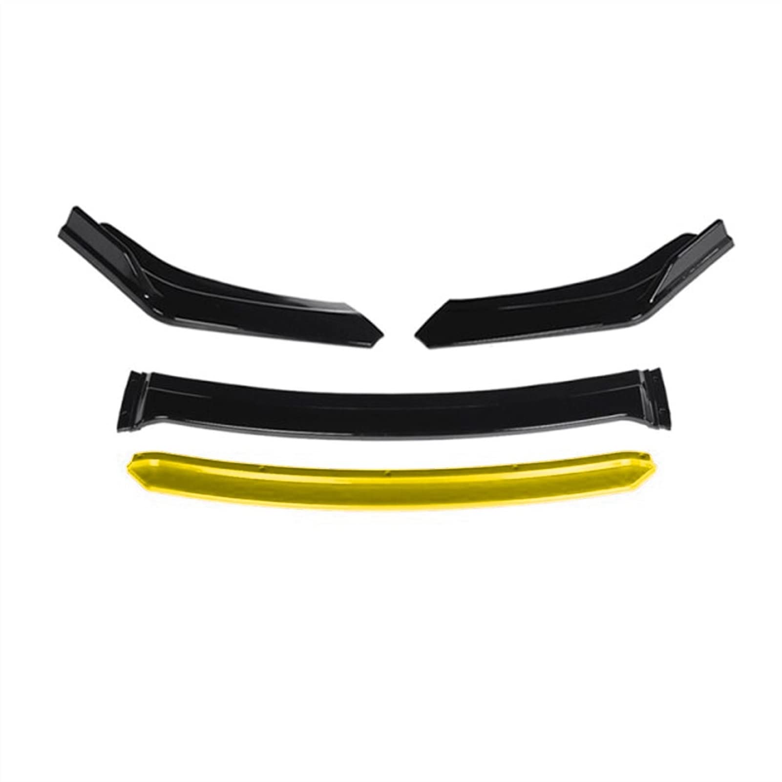 MEXWLOP 4 Stück Auto-Frontstoßstangenlippe, glänzend, Splitter, Diffusor, Body-Kit, Spoiler, hell, for VW, for Jetta MK6 2015 2016 2017 2018, Schwarz Frontstoßstangenlippe(Glossy Black+Yellow) von MEXWLOP