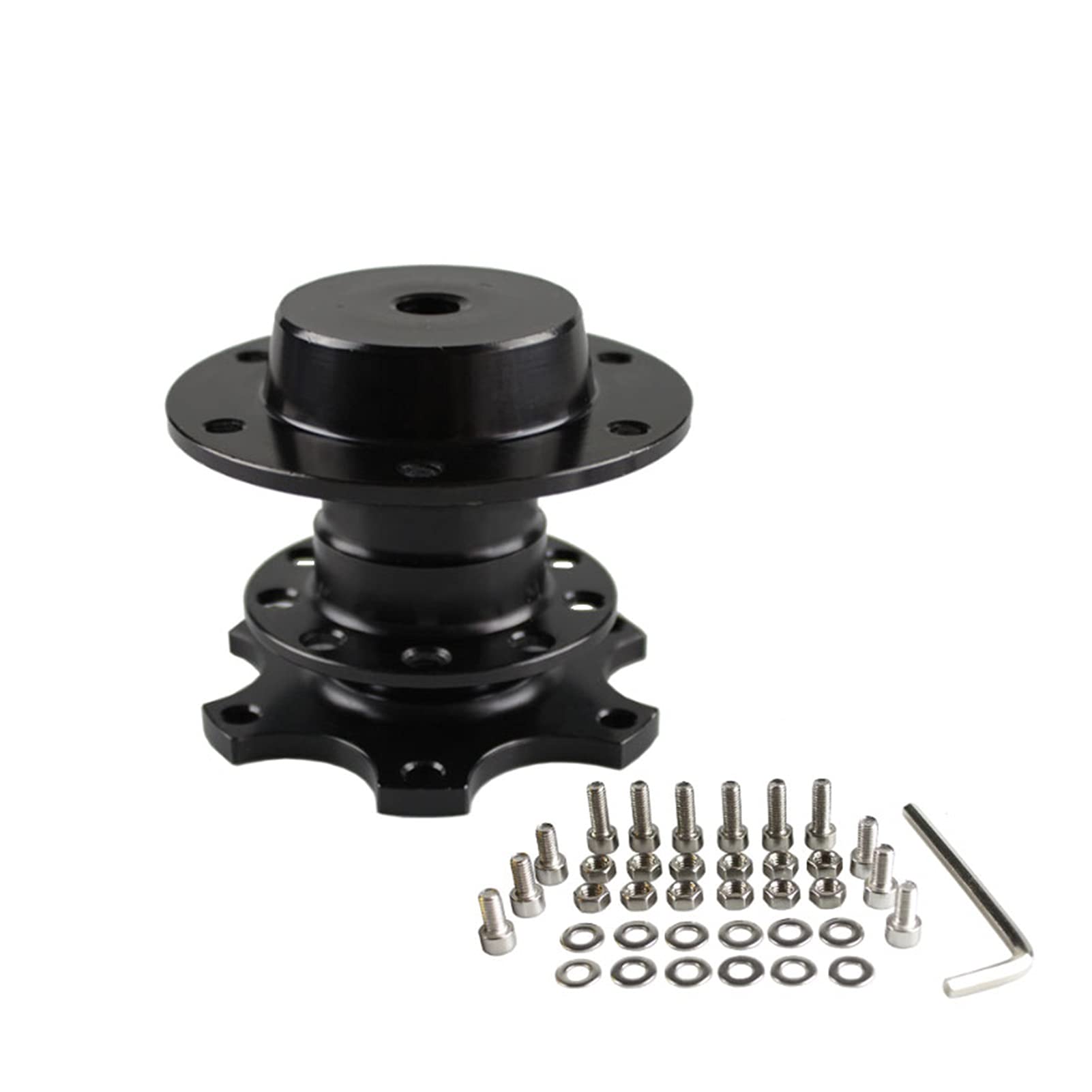 MEXWLOP Aluminium-Lenkrad-Schnellspanner-Abstecknabenadapter-Boss-Kit RS-QR001 Auto-Lenkradnabe(Black) von MEXWLOP