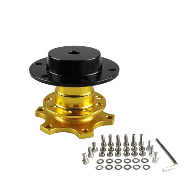 MEXWLOP Aluminium-Lenkrad-Schnellspanner-Abstecknabenadapter-Boss-Kit RS-QR001 Auto-Lenkradnabe(Gold) von MEXWLOP
