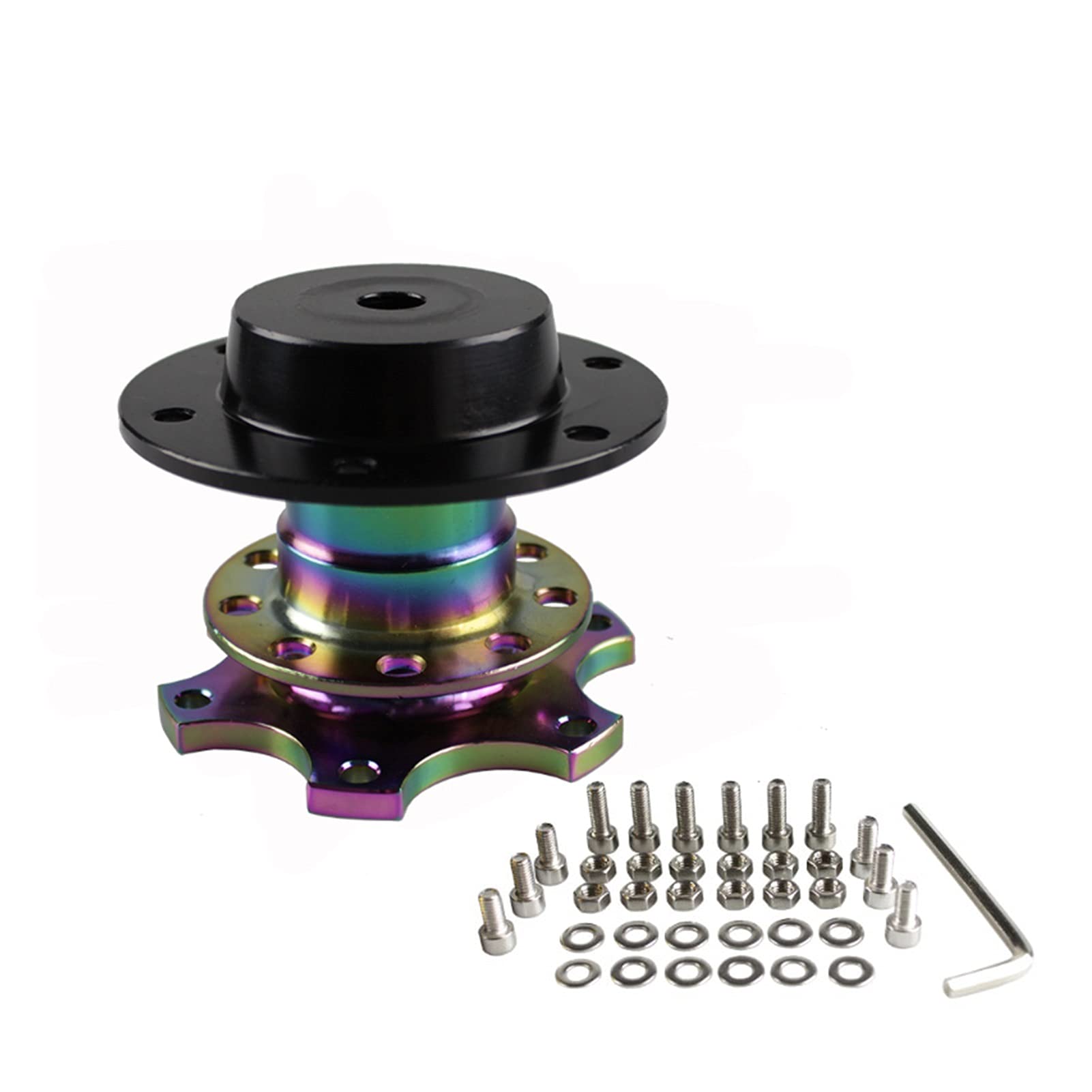 MEXWLOP Aluminium-Lenkrad-Schnellspanner-Abstecknabenadapter-Boss-Kit RS-QR001 Auto-Lenkradnabe(Neo Chrome) von MEXWLOP