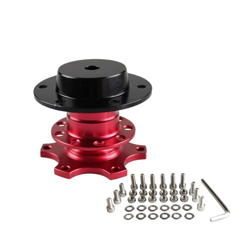 MEXWLOP Aluminium-Lenkrad-Schnellspanner-Abstecknabenadapter-Boss-Kit RS-QR001 Auto-Lenkradnabe(Red) von MEXWLOP