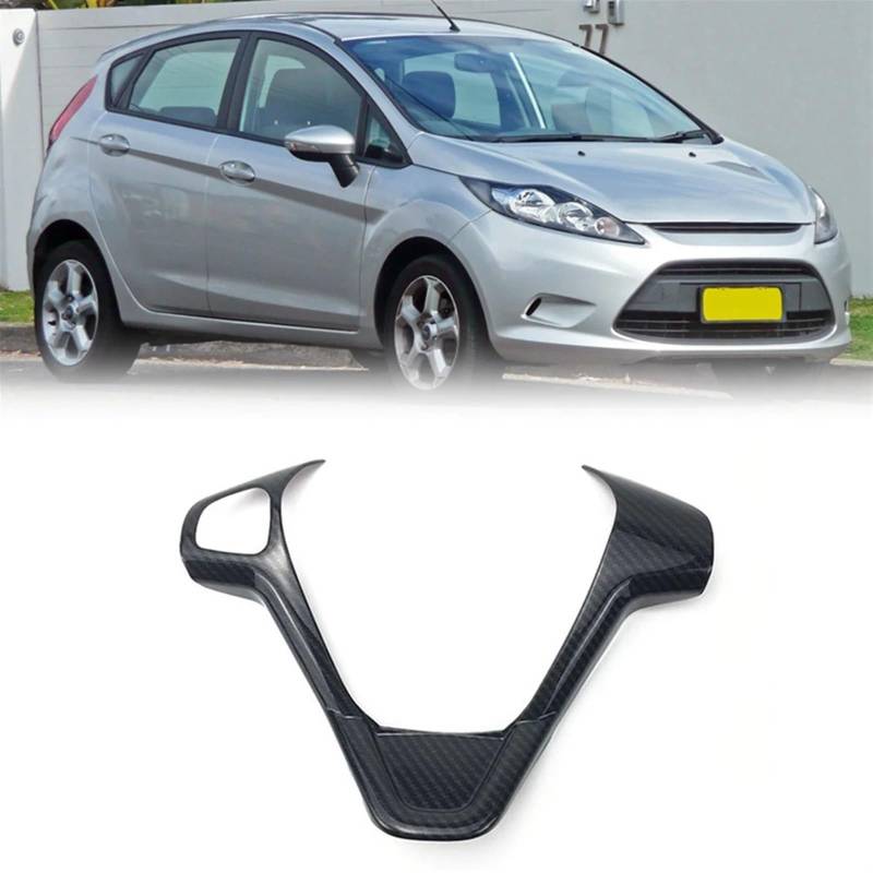 MEXWLOP Auto Carbon Faser Lenkrad Panel Abdeckung Trim Rahmen Aufkleber, for Ford, for Fiesta MK7 2009-2017, for Ecosport 2012-2017 Lenkradaufkleber von MEXWLOP
