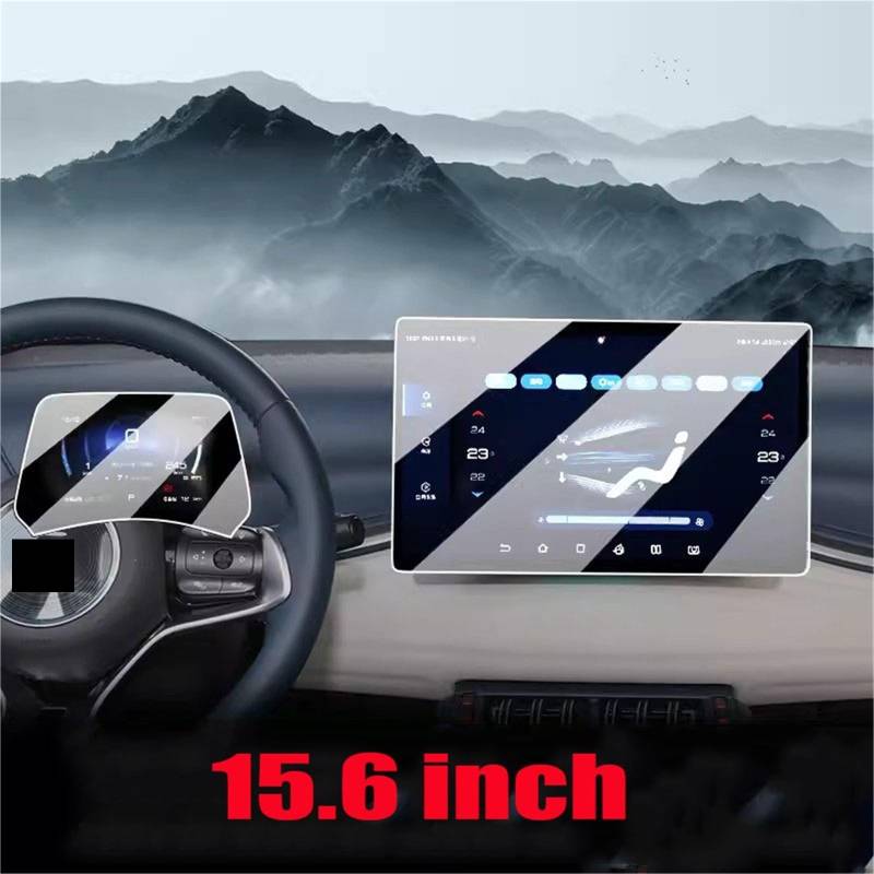 MEXWLOP Displayschutzfolie aus gehärtetem Glas, for BYD, Atto 3 Yuan Plus 2022 2023 2024, Auto-Infotainment-Radio, GPS-Navigation, Armaturenbrett Blendfreie Autoscheibenfolie(15.6 inch 1set) von MEXWLOP